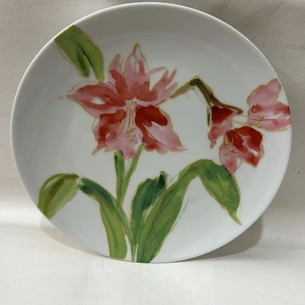Paula Deen Amaryllis 4 piece plate set salad dessert appetizer spring summer